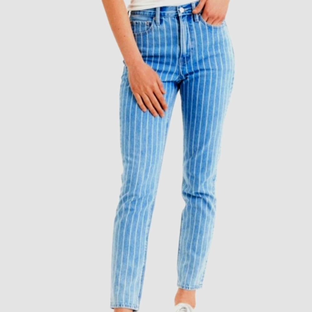 American Eagle Plus sz 20 Jeans Ankle Engineer Stripe Medium/Light Wash